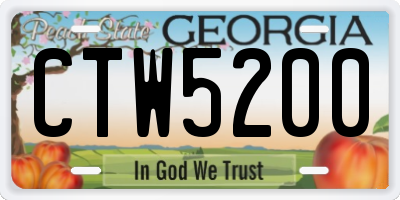 GA license plate CTW5200
