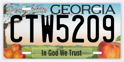 GA license plate CTW5209