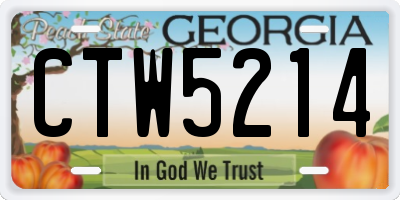 GA license plate CTW5214