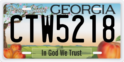 GA license plate CTW5218