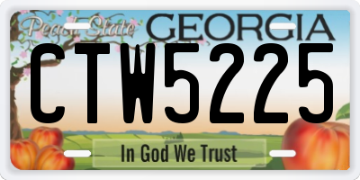 GA license plate CTW5225