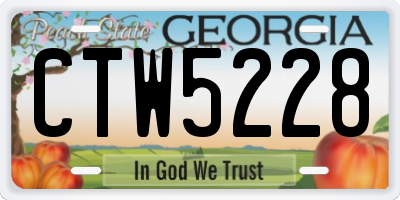 GA license plate CTW5228