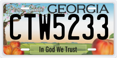 GA license plate CTW5233