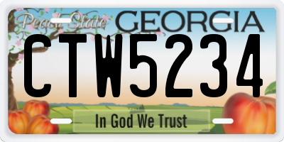 GA license plate CTW5234
