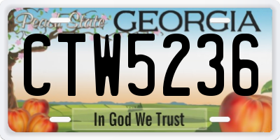 GA license plate CTW5236