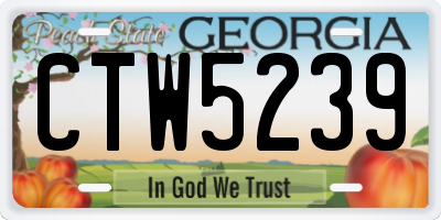 GA license plate CTW5239