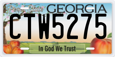 GA license plate CTW5275