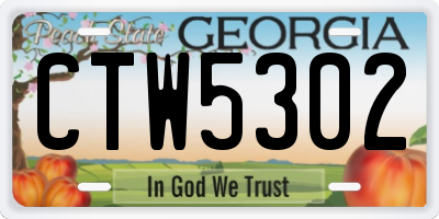 GA license plate CTW5302