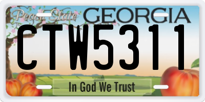 GA license plate CTW5311