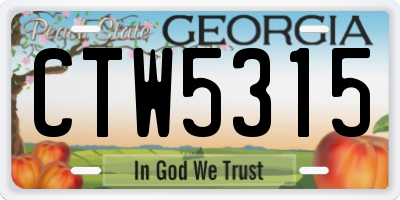 GA license plate CTW5315