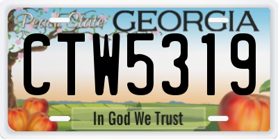 GA license plate CTW5319