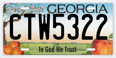 GA license plate CTW5322