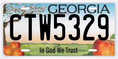 GA license plate CTW5329