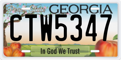 GA license plate CTW5347