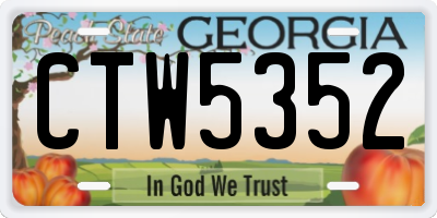 GA license plate CTW5352
