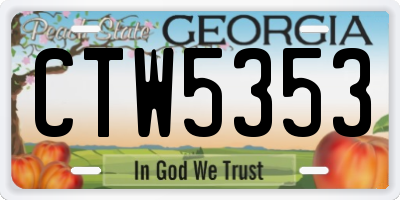 GA license plate CTW5353