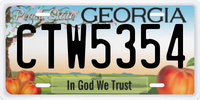 GA license plate CTW5354