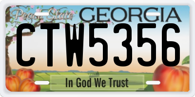 GA license plate CTW5356