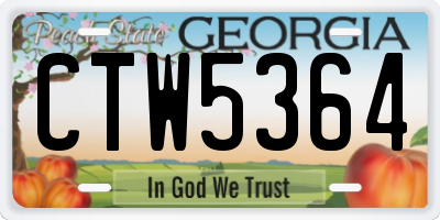 GA license plate CTW5364