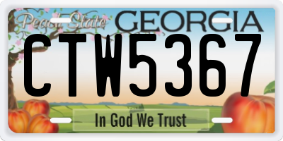 GA license plate CTW5367