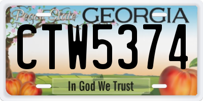 GA license plate CTW5374