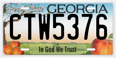 GA license plate CTW5376