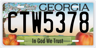 GA license plate CTW5378