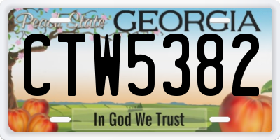 GA license plate CTW5382