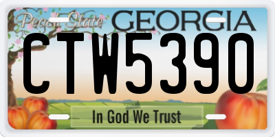 GA license plate CTW5390