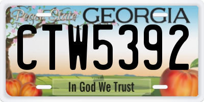 GA license plate CTW5392