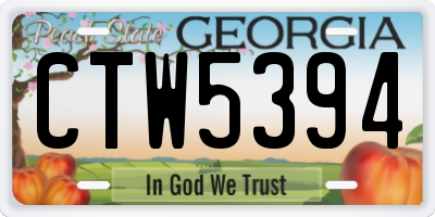 GA license plate CTW5394