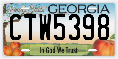 GA license plate CTW5398