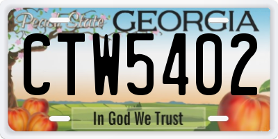GA license plate CTW5402