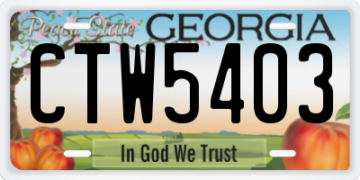 GA license plate CTW5403