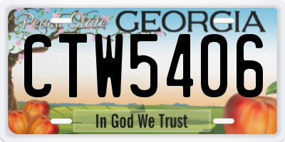 GA license plate CTW5406