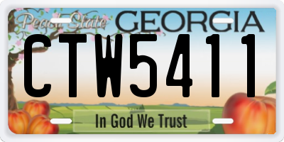 GA license plate CTW5411