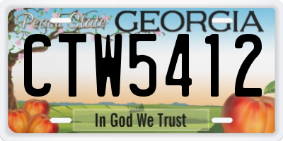 GA license plate CTW5412