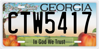 GA license plate CTW5417