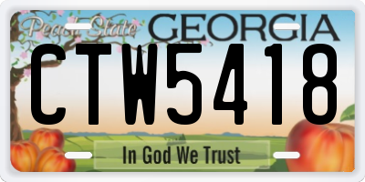 GA license plate CTW5418