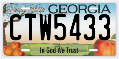GA license plate CTW5433