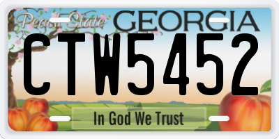GA license plate CTW5452