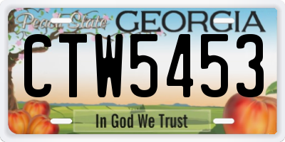 GA license plate CTW5453