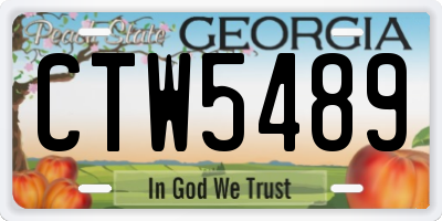 GA license plate CTW5489