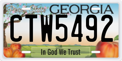 GA license plate CTW5492