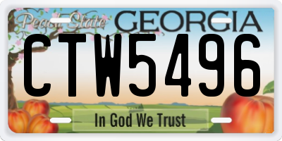GA license plate CTW5496