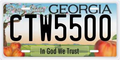GA license plate CTW5500