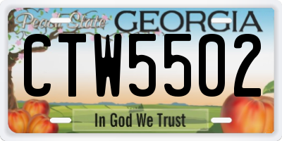 GA license plate CTW5502