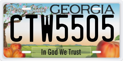 GA license plate CTW5505