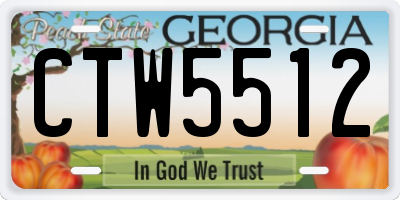 GA license plate CTW5512