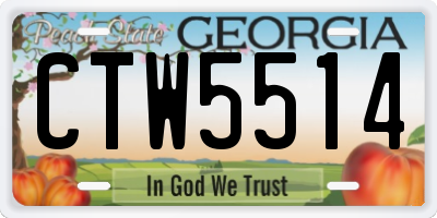 GA license plate CTW5514